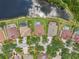 Aerial view of neighborhood homes with backyards and a tranquil pond in a well-maintained community at 8124 Brinegar Cir, Tampa, FL 33647