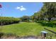 Private backyard boasts a well-maintained lawn and scenic pond view at 11201 122Nd Ave # 167, Largo, FL 33778