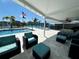 Outdoor covered patio area with pool and waterfront views at 12300 4Th E St, Treasure Island, FL 33706