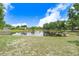 Scenic backyard view of the pond, offering a tranquil environment at 12910 Leadwood Dr, Riverview, FL 33579