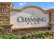 Channing Park entrance sign with stone accents and colorful landscaping at 17668 Bright Wheat Dr, Lithia, FL 33547