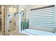 Bright bathroom with a separate shower and tub, plus a large window; a doorway to a walk-in closet is visible at 29118 Picana Ln, Wesley Chapel, FL 33543