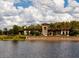 Lakeside view of The Club at Estancia, a luxurious community with stunning homes and amenities at 29118 Picana Ln, Wesley Chapel, FL 33543