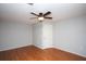 Bedroom features hardwood floors, neutral walls, and ceiling fan at 3705 Bruton, Plant City, FL 33565