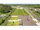 Aerial view showing a well-designed neighborhood with green spaces, a pond, and convenient street access at 3935 Capri Coast Dr, Plant City, FL 33565