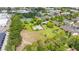 Aerial view of community amenities including a pool, tennis courts, playground, and lush green spaces at 4314 La Mora Ct, Tampa, FL 33611