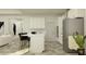 Bright kitchen featuring white cabinets, an island with seating, and stainless steel appliances at 7541 E 116Th St, Palmetto, FL 34221