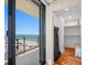 Ocean view from private balcony featuring closet and access to beach at 7600 Bayshore Dr # 1201A, Treasure Island, FL 33706