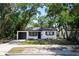 Well-maintained single-story home features modern black and white design, attached garage, and fresh landscaping at 8059 26Th N Ave, St Petersburg, FL 33710