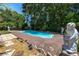 Relaxing backyard pool with statuary and lush landscaping, perfect for summer days at 1683 Pine St, Largo, FL 33774