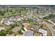 Lovely aerial view of neighborhood homes with pools, green lawns and cul-de-sacs near a pond at 202 Grayson Ct, Sun City Center, FL 33573