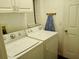Laundry room features washer, dryer, and storage cabinets at 21103 Patio View Ct # 3302, Lutz, FL 33558