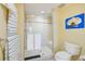 Shower area with patterned tile and glass doors at 301 S Gulfview Blvd # 301, Clearwater Beach, FL 33767