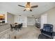Open floor plan showcasing a dining area and a comfortable living space with neutral tones and recessed lighting at 6322 Palma Del Mar Blvd S # 604, St Petersburg, FL 33715