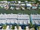 Aerial view of waterfront condos with private boat docks on a scenic canal at 659 Garland Cir, Indian Rocks Beach, FL 33785