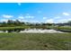 Enjoy serene pond views from this property, featuring lush landscaping and tranquil waters under blue skies at 816 College Chase Dr, Ruskin, FL 33570