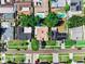 Overhead view showing the house and its neighborhood, highlighting the backyard pool and lush landscaping at 8315 W Elm St, Tampa, FL 33615