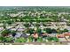Overhead view of a residential area with homes, landscaped yards, and nearby green spaces at 8315 W Elm St, Tampa, FL 33615
