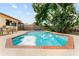 Sparkling swimming pool with large patio, dining area, and mature shade trees at 8315 W Elm St, Tampa, FL 33615
