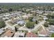 Scenic aerial shot of a quiet neighborhood featuring lush landscaping and charming homes along winding streets at 8521 Caitlin Ct, Hudson, FL 34667