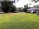 Spacious backyard with lush green grass and brick outbuilding, great for outdoor activities and relaxation at 1002 W Pinedale Dr, Plant City, FL 33563