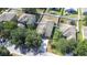 Aerial view of the property shows roof, and yard at 12136 Luftburrow Ln, Hudson, FL 34669