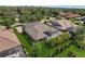 Aerial view featuring this amazing house with a screened in pool, perfectly manicured lawn, and lush tropical landscaping at 14715 Fishhawk Preserve Dr, Lithia, FL 33547
