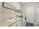 Well-equipped laundry room with sink, shelving, and modern washer and dryer units at 14715 Fishhawk Preserve Dr, Lithia, FL 33547