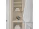 Neatly arranged closet with towels and decorative items, providing ample storage at 17920 Gulf Blvd # 1806, Redington Shores, FL 33708