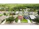 Aerial view showcases single-Gathering homes in a suburban neighborhood with manicured lawns at 19635 Bellehurst Loop, Land O Lakes, FL 34638