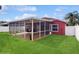 Lush green backyard featuring a screened-in porch, perfect for enjoying the outdoors in comfort and style at 19635 Bellehurst Loop, Land O Lakes, FL 34638