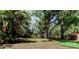 Expansive backyard with mature trees, a shed, and a partially fenced perimeter, providing privacy and space at 2750 Edenwood St, Clearwater, FL 33759