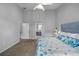 Bright main bedroom with high ceilings, ensuite bathroom, and carpeted floors at 3703 Treeline Dr, Valrico, FL 33596