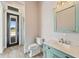 Bathroom with standalone vanity, toilet and walk-in shower at 602 Swilley Rd, Plant City, FL 33567