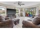 Cozy living room with comfortable leather seating and access to a screened lanai at 6188 80Th N St # 101, St Petersburg, FL 33709