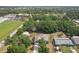 An aerial view of a well-maintained home surrounded by mature trees and a fenced backyard at 707 9Th Sw Ave, Ruskin, FL 33570