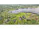 Expansive aerial view of waterfront homes with lush landscaping and private boat docks on a serene lake setting at 707 Warren Rd, Lutz, FL 33548