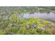 Expansive aerial view of waterfront homes with lush landscaping and private boat docks on a serene lake setting at 707 Warren Rd, Lutz, FL 33548