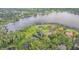 Beautiful aerial view of waterfront homes nestled amongst lush greenery at 707 Warren Rd, Lutz, FL 33548