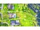 Aerial view showcasing the property's layout with pool and surrounding landscaping at 707 Warren Rd, Lutz, FL 33548