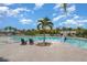 Community swimming pool featuring palm trees, lounge chairs, and a relaxing atmosphere at 10104 Carloway Hills Dr, Wimauma, FL 33598