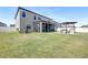 Spacious backyard featuring green grass and a screened in lanai at 11726 Sunburst Marble Rd, Riverview, FL 33579