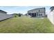 Wide open backyard surrounded by a white vinyl fence at 11726 Sunburst Marble Rd, Riverview, FL 33579