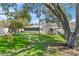 Spacious backyard with playset, large trees, and a cozy swing at 11927 Steppingstone Blvd, Tampa, FL 33635