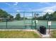 Community basketball court with green surface, surrounded by a chain-link fence in a sunny, park-like setting at 11927 Steppingstone Blvd, Tampa, FL 33635