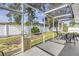 Screened-in patio featuring a dining area overlooking the well-manicured backyard at 13000 90Th Ave, Seminole, FL 33776