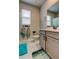 Well-lit bathroom featuring a modern vanity with stylish hardware and colorful bath towels at 2456 Arbor Wind Dr, Lutz, FL 33558