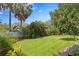 Expansive backyard with lush lawn, mature trees, and tropical landscaping, creating a private oasis at 3404 W Leona St, Tampa, FL 33629