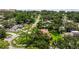 Aerial view of a charming neighborhood showcasing lush trees and a single-Gathering home at 5800 3Rd S St, St Petersburg, FL 33705