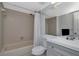 This bathroom features tile floors, and a tub with shower at 6817 Stones Throw N Cir # 17203, St Petersburg, FL 33710